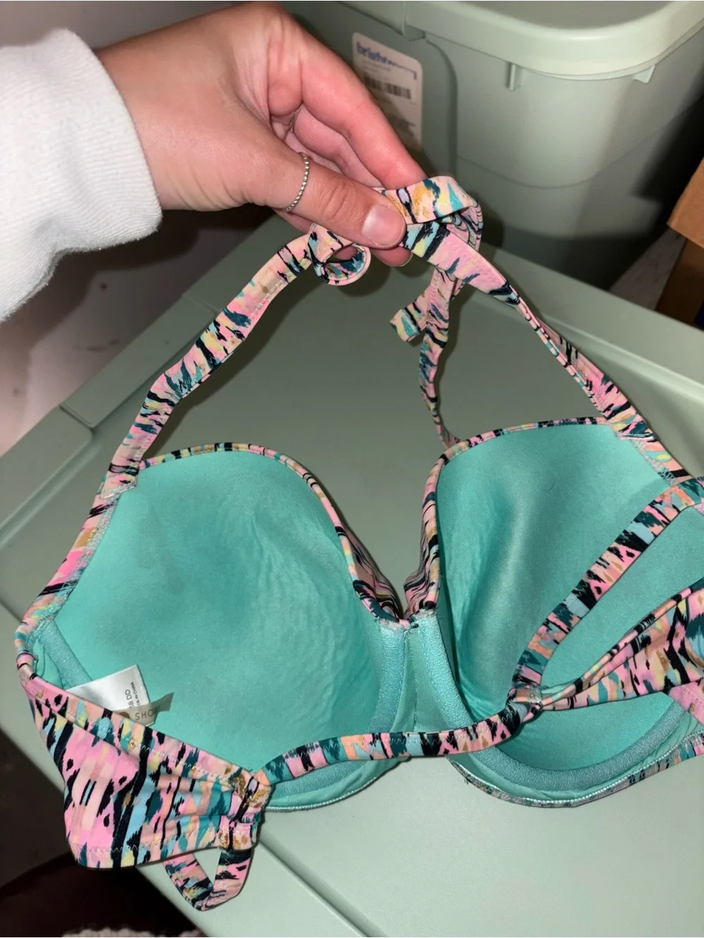Shade & Shore Pink Multi-Print Bikini Top